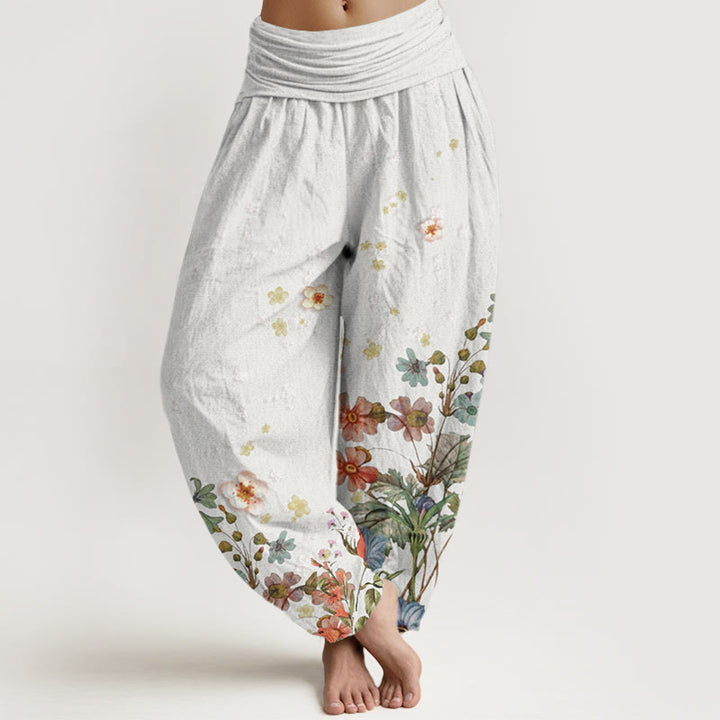 Buddha Stones Various Flowers Pattern Women's Elastic Waist Harem Pants - WhiteSmoke - US22,UK/AU26,EU54 (6XL) - image 7