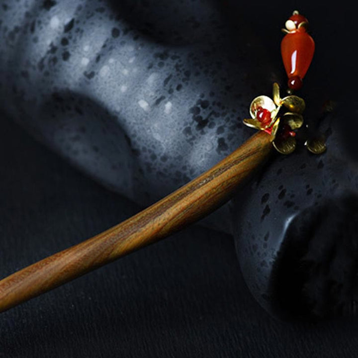 Buddha Stones Silver Tassel Green Sandalwood Soothing Hairpin - image 10