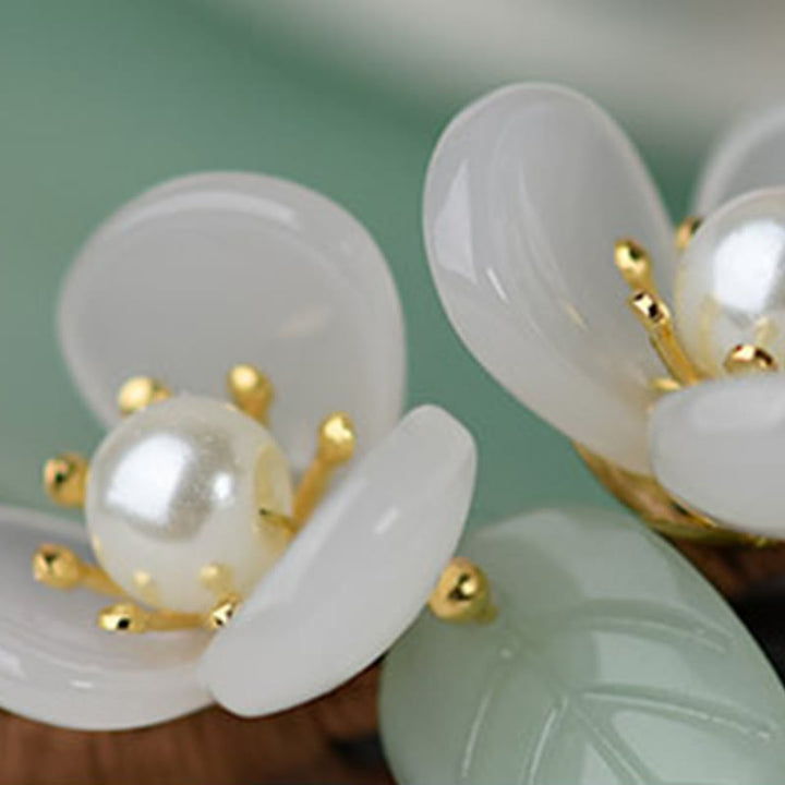 Buddha Stones Grain Wood Liuli Magnolia Flowers Pearl Protection Hairpin - image 7