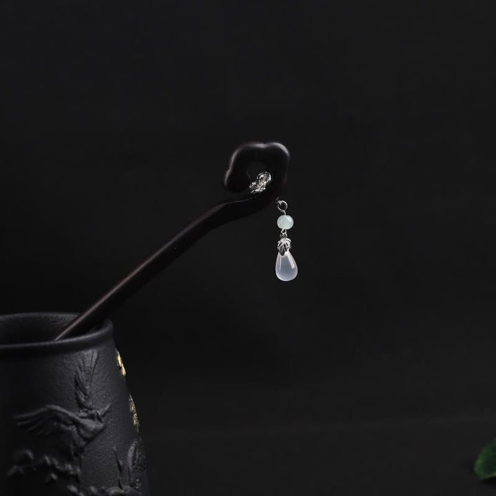 Buddha Stones Ebony Auspicious Cloud Courage Hairpin - Ebony Hairpin - image 0