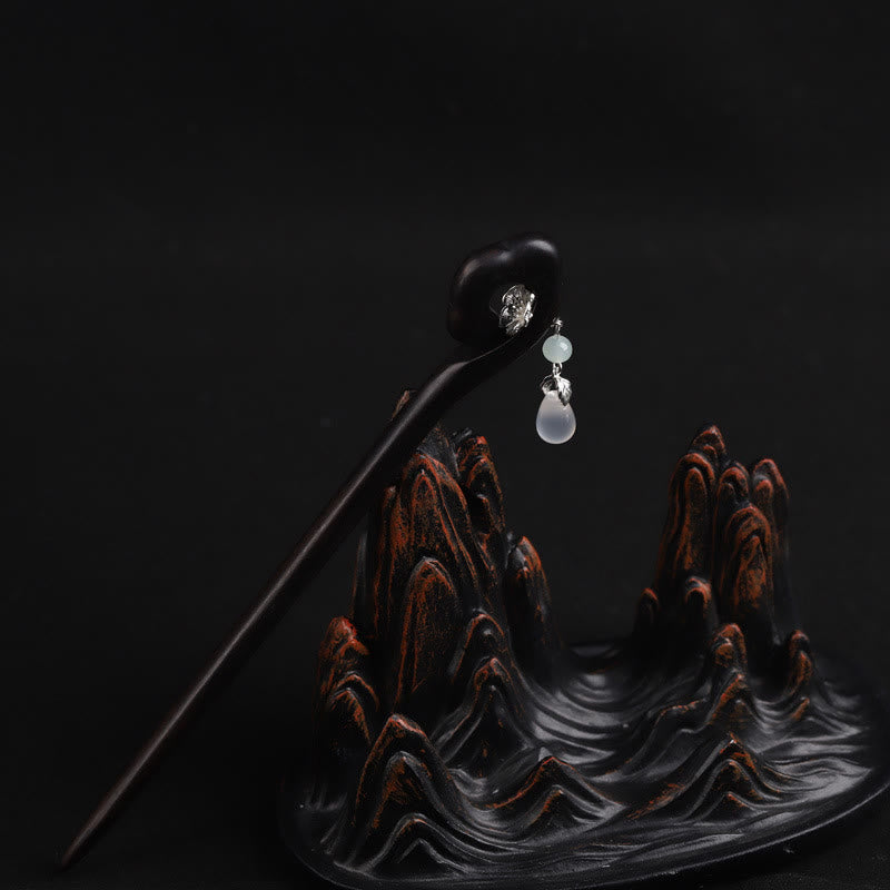 Buddha Stones Ebony Auspicious Cloud Courage Hairpin - image 3