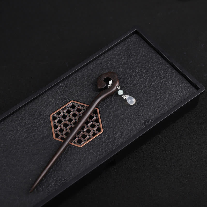 Buddha Stones Ebony Auspicious Cloud Courage Hairpin - image 1