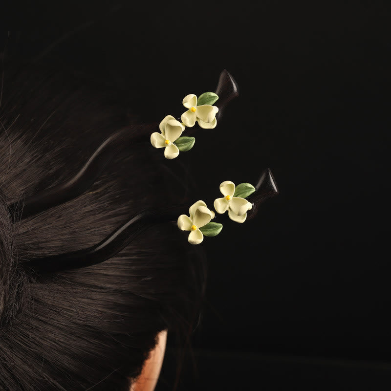 Buddha Stones Ebony Gardenia Petal Courage Hairpin - image 3