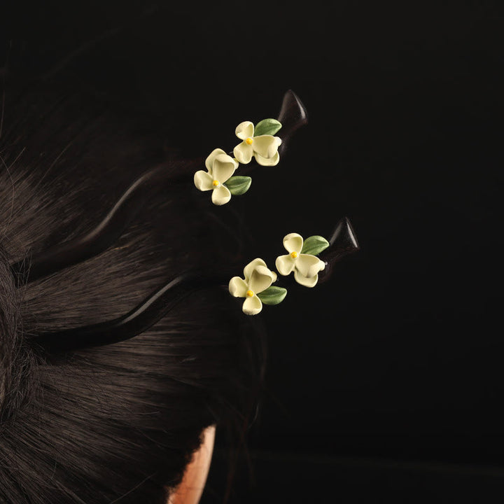 Buddha Stones Ebony Gardenia Petal Courage Hairpin - image 3