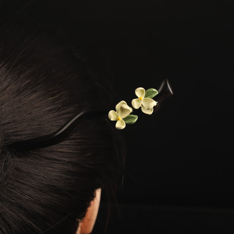 Buddha Stones Ebony Gardenia Petal Courage Hairpin - Ebony Hairpin - image 0