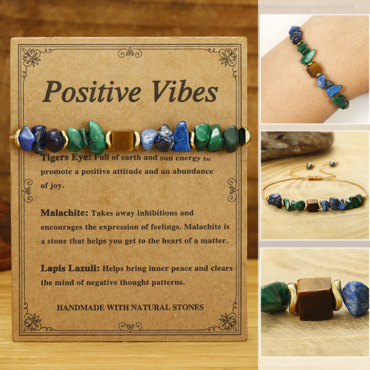 Buddha Stone Positive Vibes Malachite Tiger's Eye Lazurite Anti-anxiety Bracelet - Positive Vibes(Wrist Circumference 14-24cm) - image 0