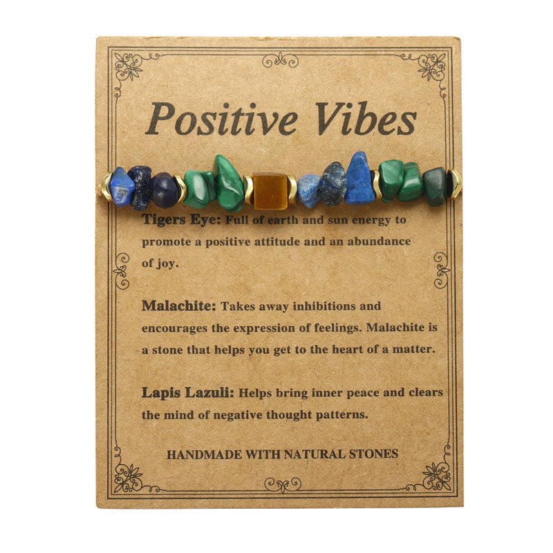 Buddha Stone Positive Vibes Malachite Tiger's Eye Lazurite Anti-anxiety Bracelet - image 4