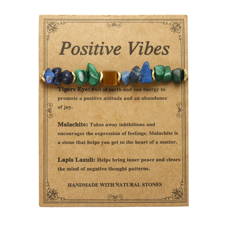 Buddha Stone Positive Vibes Malachite Tiger's Eye Lazurite Anti-anxiety Bracelet - image 4