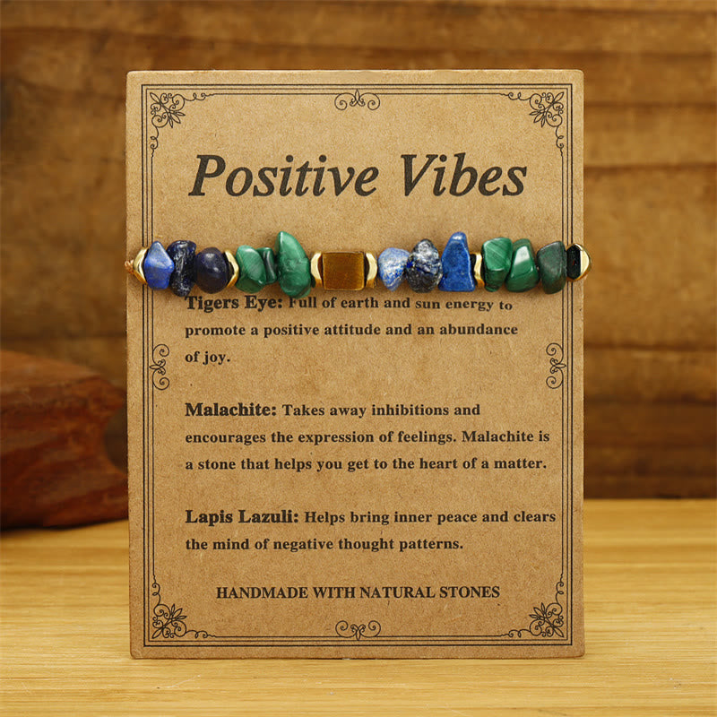 Buddha Stone Positive Vibes Malachite Tiger's Eye Lazurite Anti-anxiety Bracelet - image 1