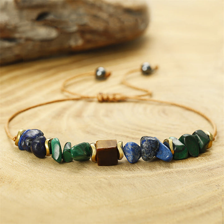Buddha Stone Positive Vibes Malachite Tiger's Eye Lazurite Anti-anxiety Bracelet - image 3