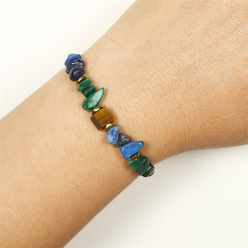 Buddha Stone Positive Vibes Malachite Tiger's Eye Lazurite Anti-anxiety Bracelet - image 5
