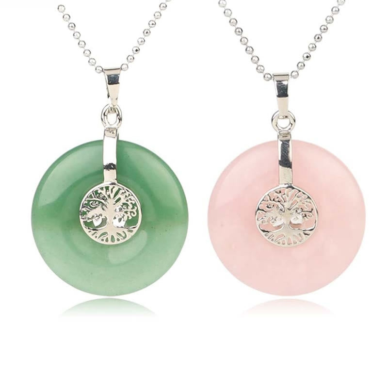Buddha Stones Various Crystal Rose Quartz Green Aventurine Amethyst The Tree of Life Kindness Necklace Pendant - image 0