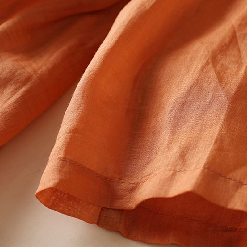 Buddha Stones Embroidery Geometry Nine-Quarter Sleeve Cotton Women's Midi Dress With Pockets - image 10