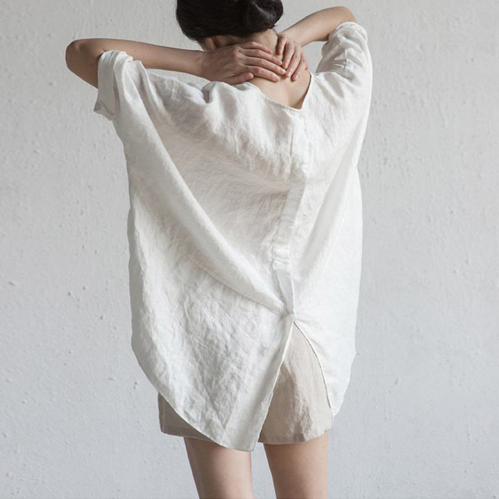 Buddha Stones Summer Casual Plain Half Sleeve Crew Neck Side Slit Women's T-Shirt - image 2