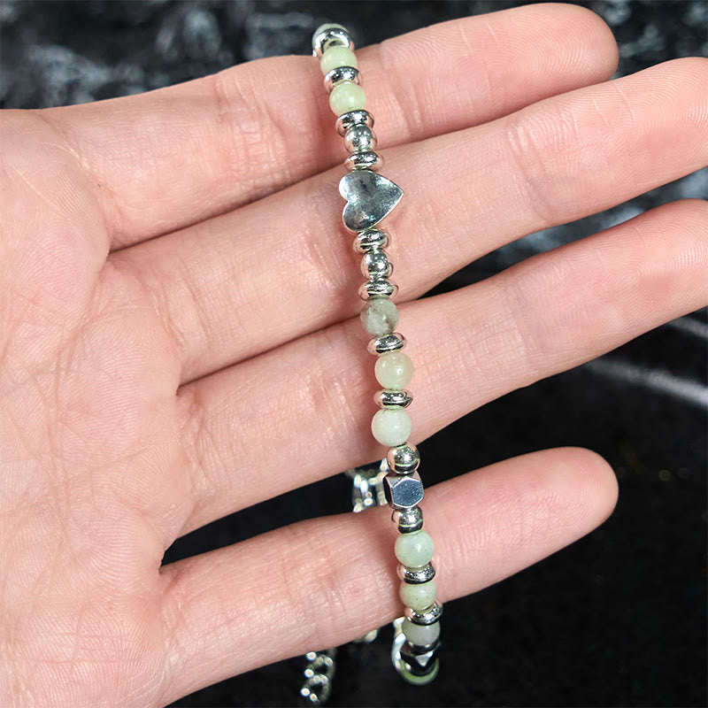 Buddha Stones Natural Stone Amazonite Amethyst Lazurite Rose Quartz Heart Positive Balance Bracelet - image 2