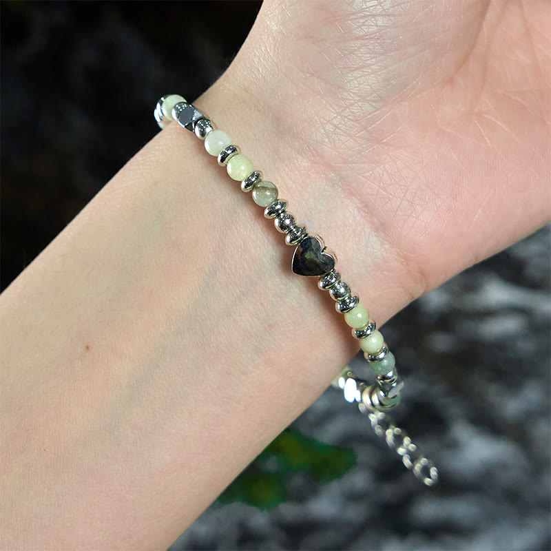 Buddha Stones Natural Stone Amazonite Amethyst Lazurite Rose Quartz Heart Positive Balance Bracelet - image 3