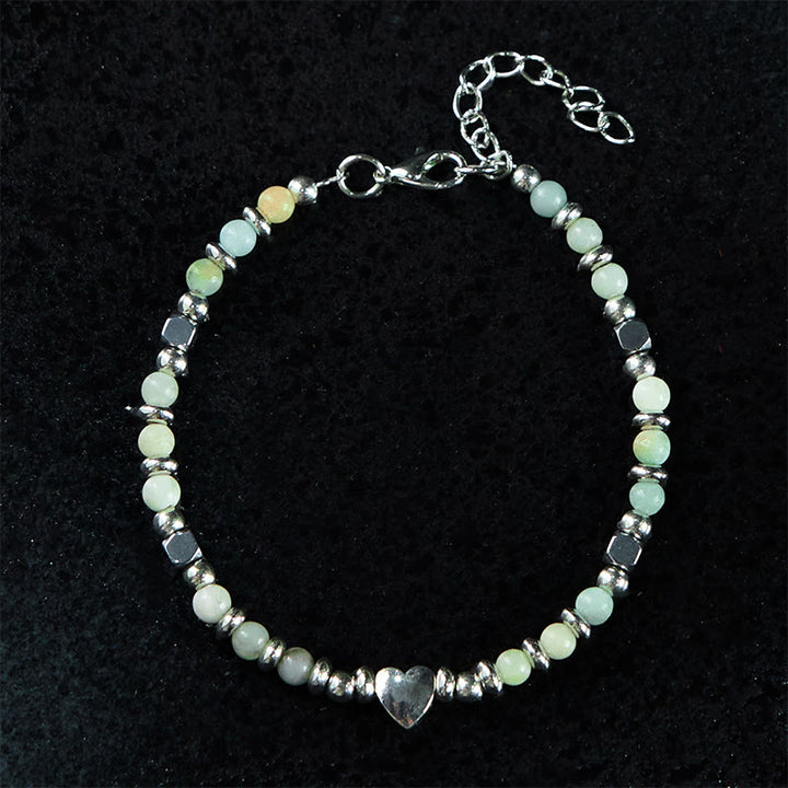 Buddha Stones Natural Stone Amazonite Amethyst Lazurite Rose Quartz Heart Positive Balance Bracelet - image 1
