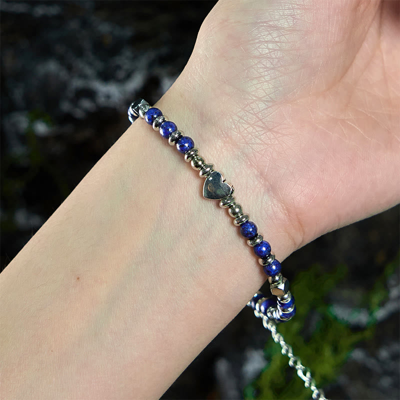 Buddha Stones Natural Stone Amazonite Amethyst Lazurite Rose Quartz Heart Positive Balance Bracelet - image 18