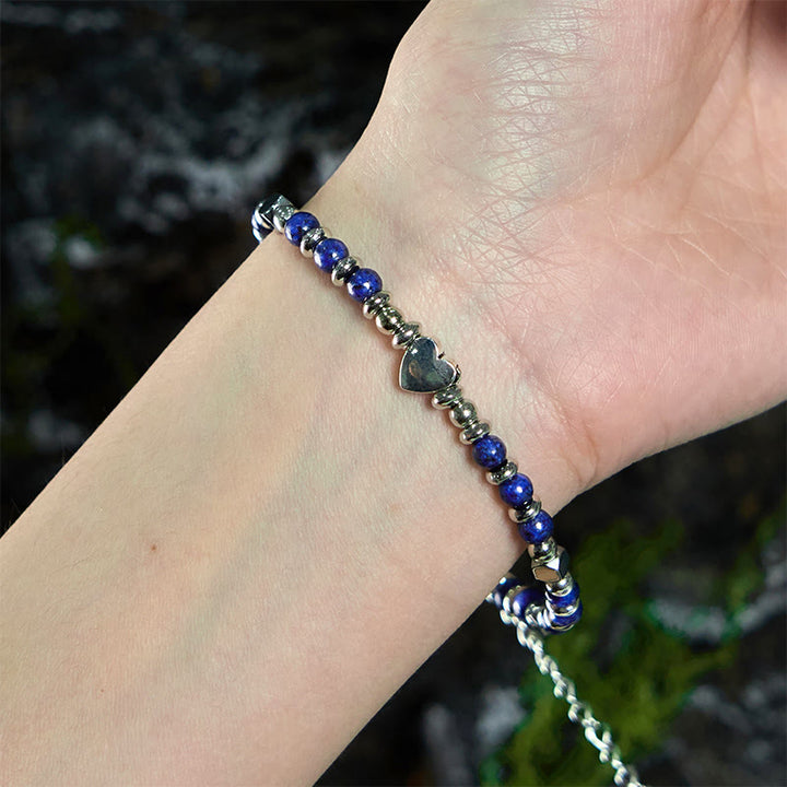 Buddha Stones Natural Stone Amazonite Amethyst Lazurite Rose Quartz Heart Positive Balance Bracelet - image 18