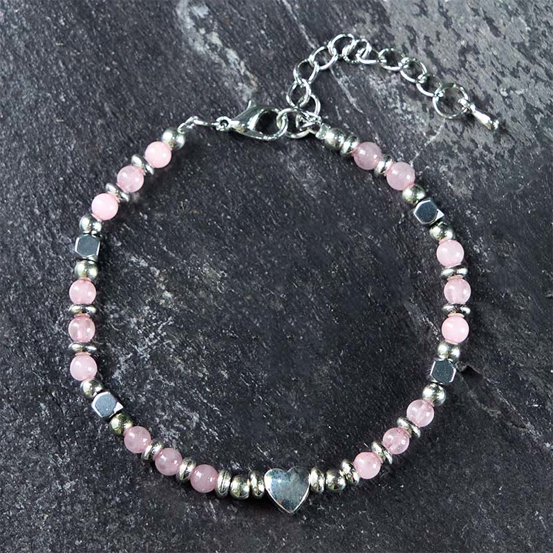 Buddha Stones Natural Stone Amazonite Amethyst Lazurite Rose Quartz Heart Positive Balance Bracelet - Rose Quartz(Wrist Circumference: 15-23cm) - image 20