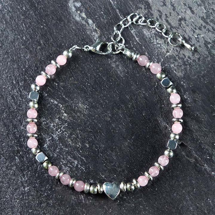 Buddha Stones Natural Stone Amazonite Amethyst Lazurite Rose Quartz Heart Positive Balance Bracelet - Rose Quartz(Wrist Circumference: 15-23cm) - image 20