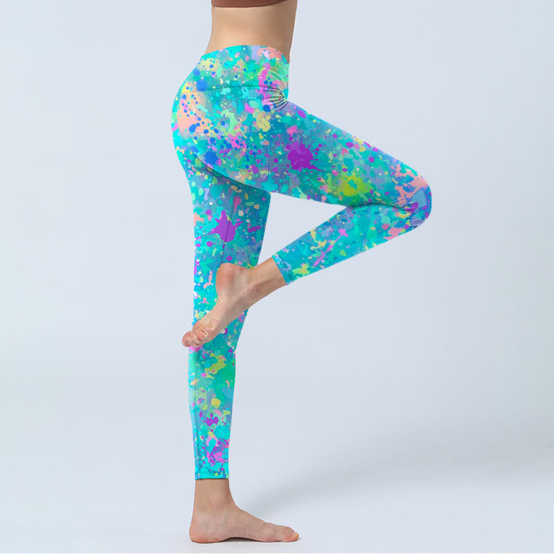 Buddha Stones Splash Ink Print Exercise Leggings Women's Yoga Pants - image 4