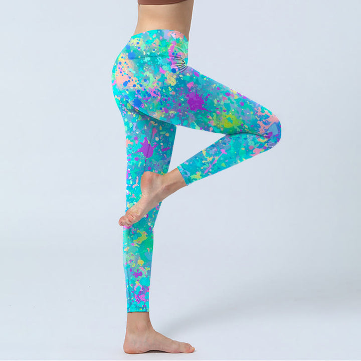 Buddha Stones Splash Ink Print Exercise Leggings Women's Yoga Pants - image 4