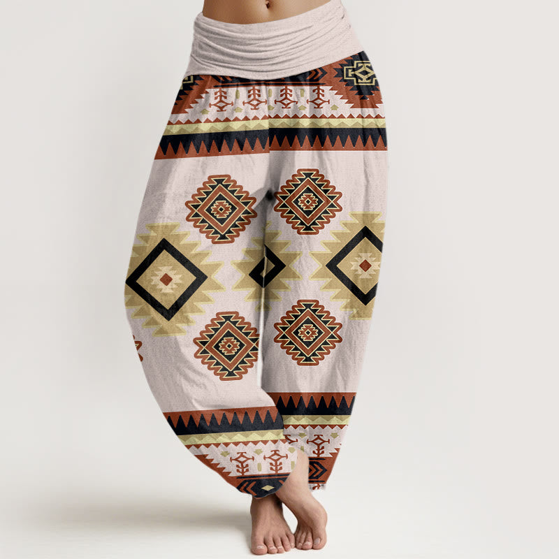 Buddha Stones Casual Symmetrical Navajo Textile Style Pattern Women's Elastic Waist Harem Pants - LavenderBlush - US22,UK/AU26,EU54 (6XL) - image 4