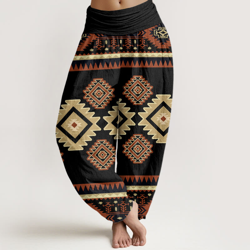 Buddha Stones Casual Symmetrical Navajo Textile Style Pattern Women's Elastic Waist Harem Pants - Black - US22,UK/AU26,EU54 (6XL) - image 7