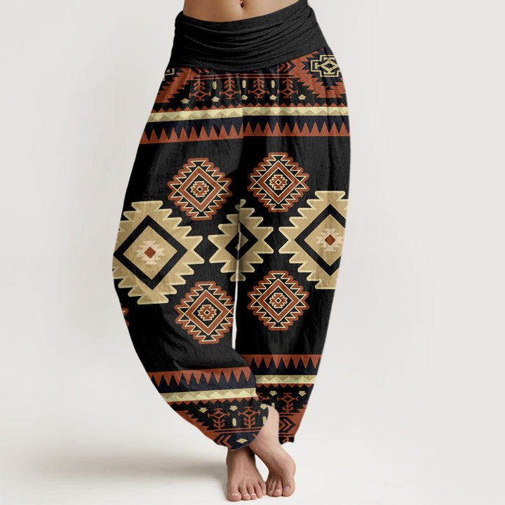 Buddha Stones Casual Symmetrical Navajo Textile Style Pattern Women's Elastic Waist Harem Pants - Black - US22,UK/AU26,EU54 (6XL) - image 7