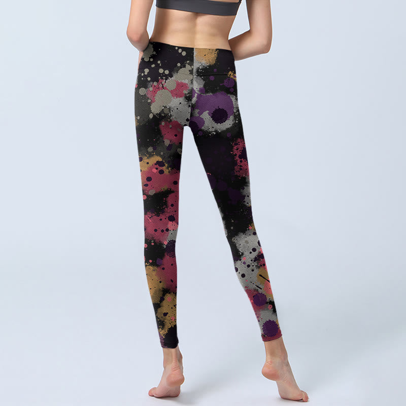 Buddha Stones Splatter Print Exercise Leggings Women's Yoga Pants - image 6