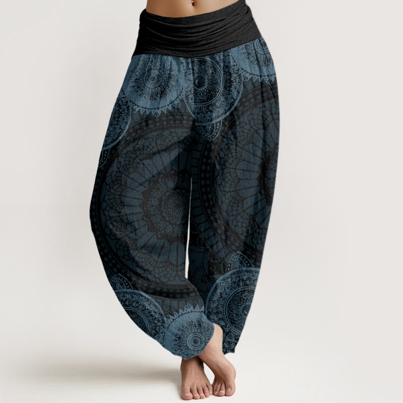 Buddha Stones Circular Mandala Design Women's Elastic Waist Harem Pants - Gray - US22,UK/AU26,EU54 (6XL) - image 4