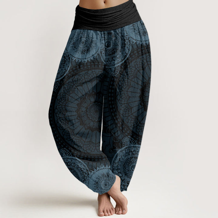 Buddha Stones Circular Mandala Design Women's Elastic Waist Harem Pants - Gray - US22,UK/AU26,EU54 (6XL) - image 4