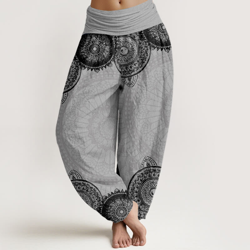 Buddha Stones Circular Mandala Design Women's Elastic Waist Harem Pants - LightGrey - US22,UK/AU26,EU54 (6XL) - image 7