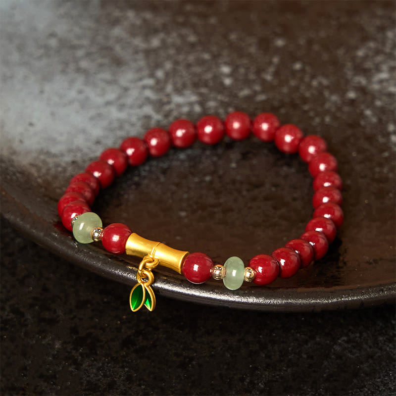 Buddha Stones Cinnabar Bamboo Concentration Bracelet - Cinnabar(Wrist Circumference: 14-16cm) - image 0