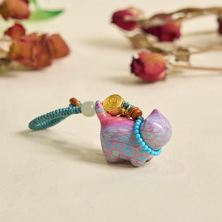 Buddha Stones Hetian Jade Natural Sandalwood Red Sandalwood Green Sandalwood Fu Character Abundance Key Chain - image 23