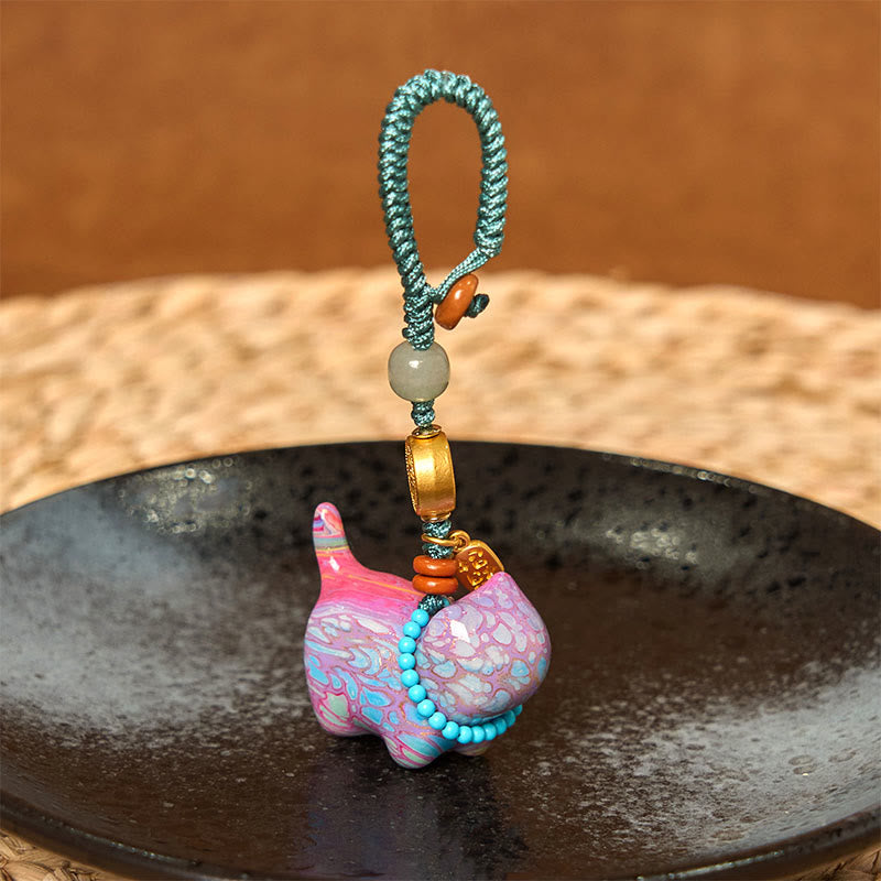 Buddha Stones Hetian Jade Natural Sandalwood Red Sandalwood Green Sandalwood Fu Character Abundance Key Chain - image 22