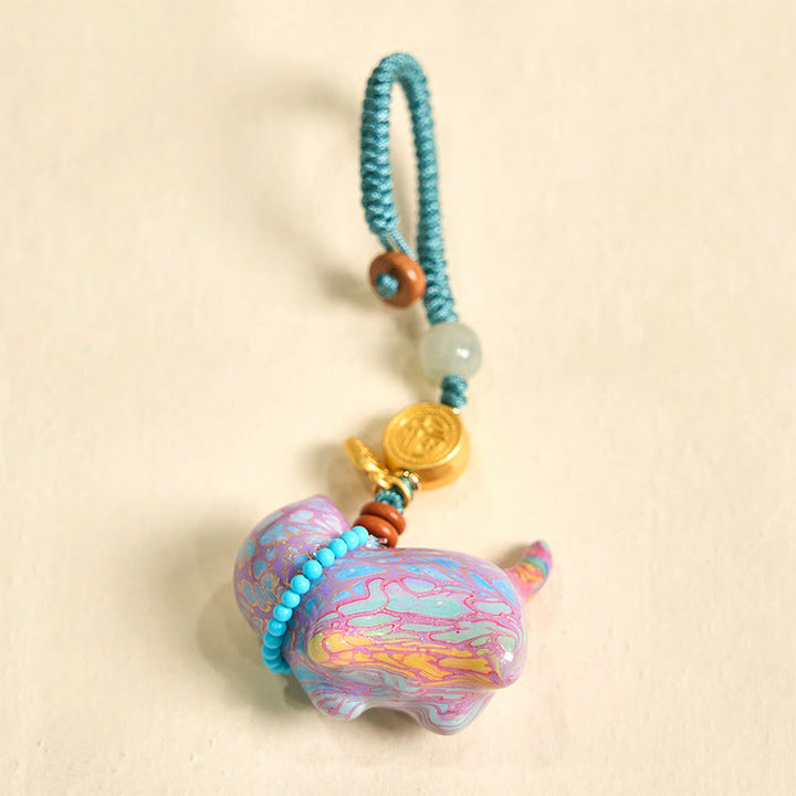 Buddha Stones Hetian Jade Natural Sandalwood Red Sandalwood Green Sandalwood Fu Character Abundance Key Chain - image 20