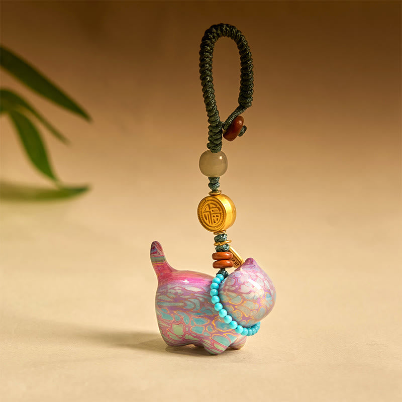 Buddha Stones Hetian Jade Natural Sandalwood Red Sandalwood Green Sandalwood Fu Character Abundance Key Chain - Sandalwood - image 17