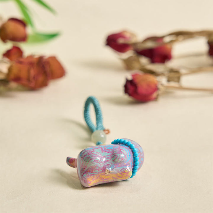 Buddha Stones Hetian Jade Natural Sandalwood Red Sandalwood Green Sandalwood Fu Character Abundance Key Chain - image 19