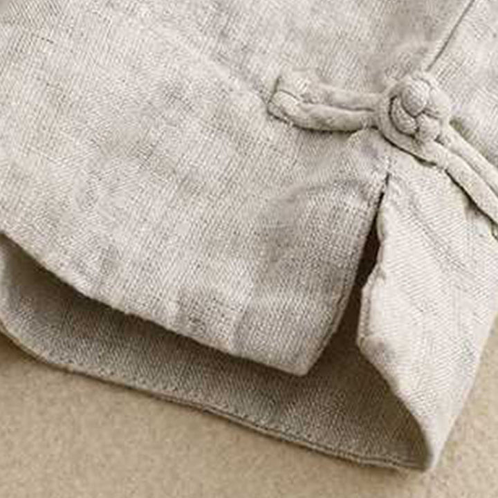 Buddha Stones Summer Casual Solid Color Zipper Button Acrylic Fiber Frog Button Women's Shorts With Pockets - image 19