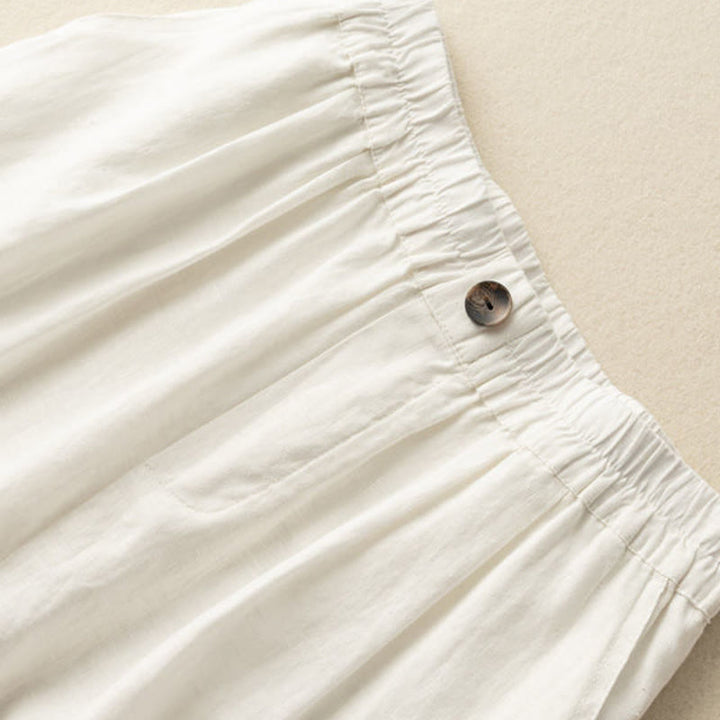 Buddha Stones Summer Casual Plain Zipper Button Cotton Linen Women's Shorts With Pockets - image 9