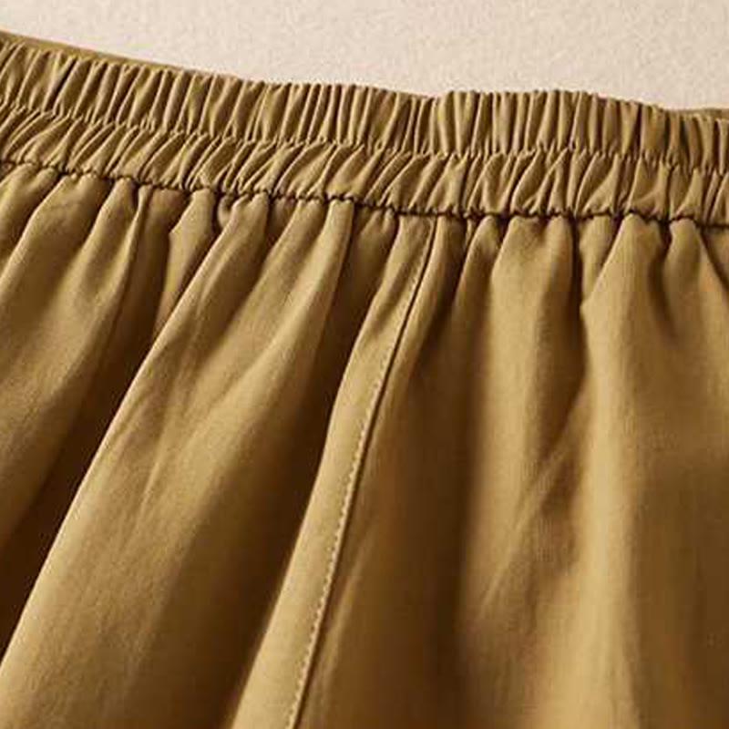 Buddha Stones Summer Casual Plain Cotton Linen Zipper Button Women's Shorts With Pockets - image 3