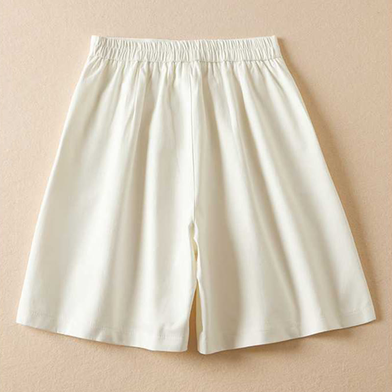 Buddha Stones Summer Casual Plain Cotton Linen Zipper Button Women's Shorts With Pockets - image 14