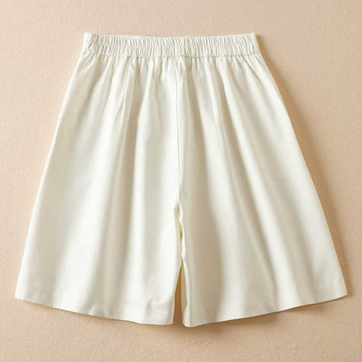 Buddha Stones Summer Casual Plain Cotton Linen Zipper Button Women's Shorts With Pockets - image 14
