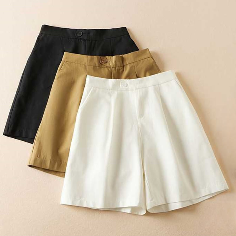 Buddha Stones Summer Casual Plain Cotton Linen Zipper Button Women's Shorts With Pockets - image 20