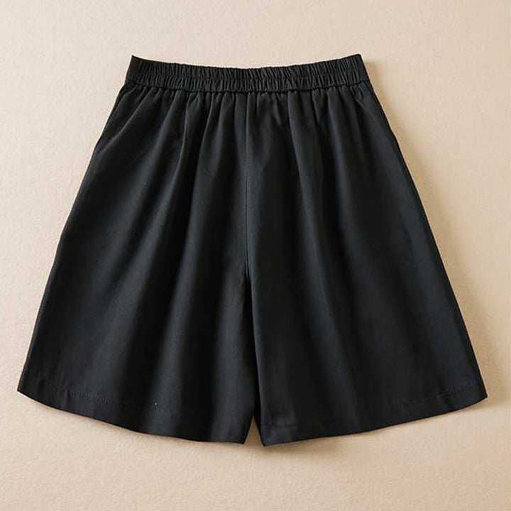 Buddha Stones Summer Casual Plain Cotton Linen Zipper Button Women's Shorts With Pockets - image 8