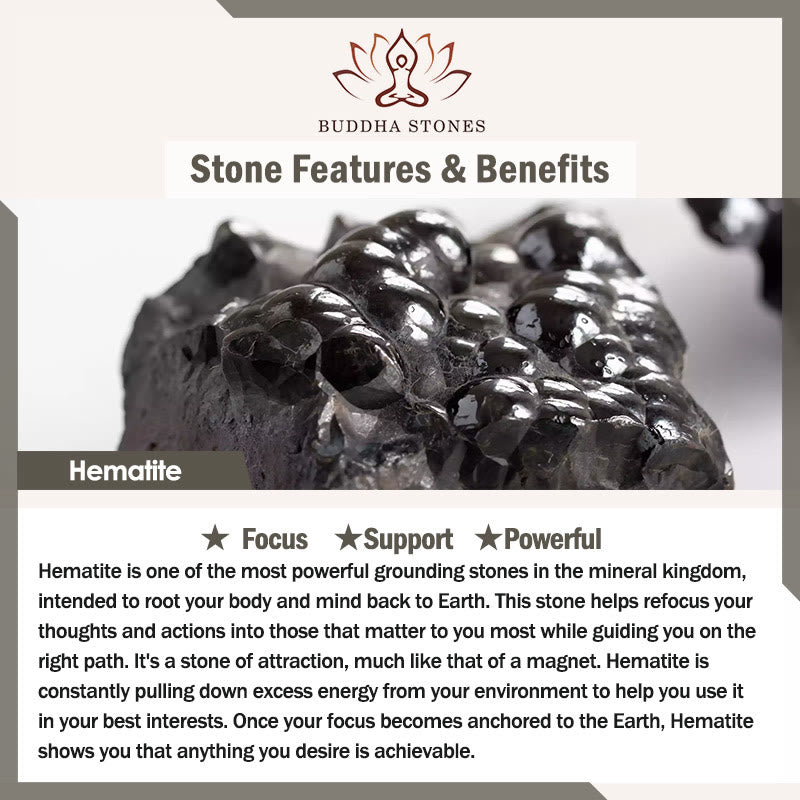 Buddha Stones Amethyst Hematite Spiritual Awareness Bracelet - image 5