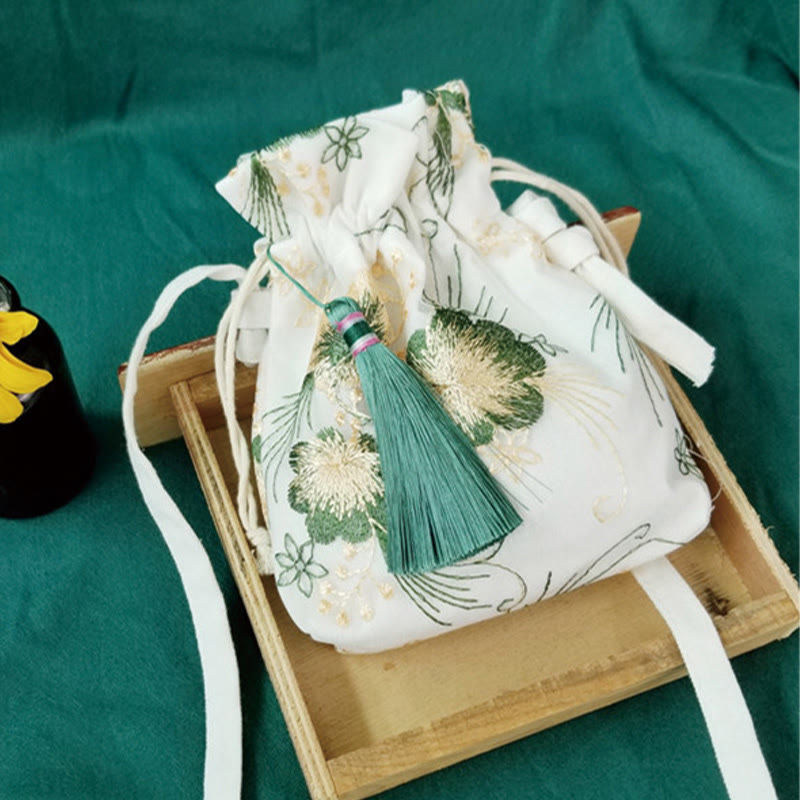 Buddha Stones Embroidered Flowers Cherry Blossoms Vine Canvas Crossbody Bag Shoulder Bag - image 1