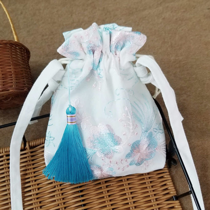 Buddha Stones Embroidered Flowers Cherry Blossoms Vine Canvas Crossbody Bag Shoulder Bag - image 7